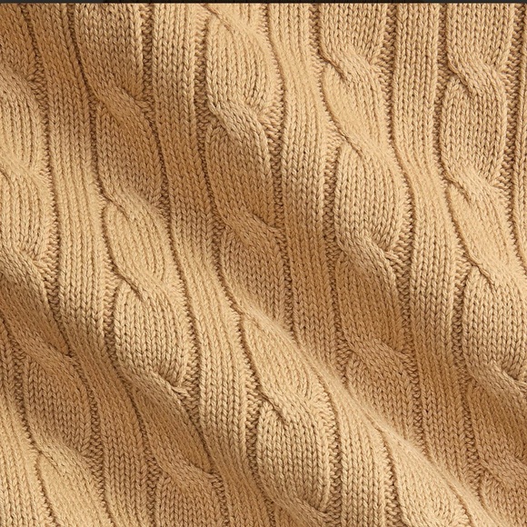 Polo Ralph Lauren Beige-Camel Cotton Knitted Blanket %100 cotton - Picture 3 of 8